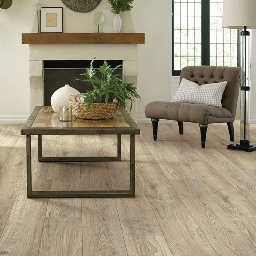 Living room with wood-look laminate flooring from C G Interiors in San Leandro, CA