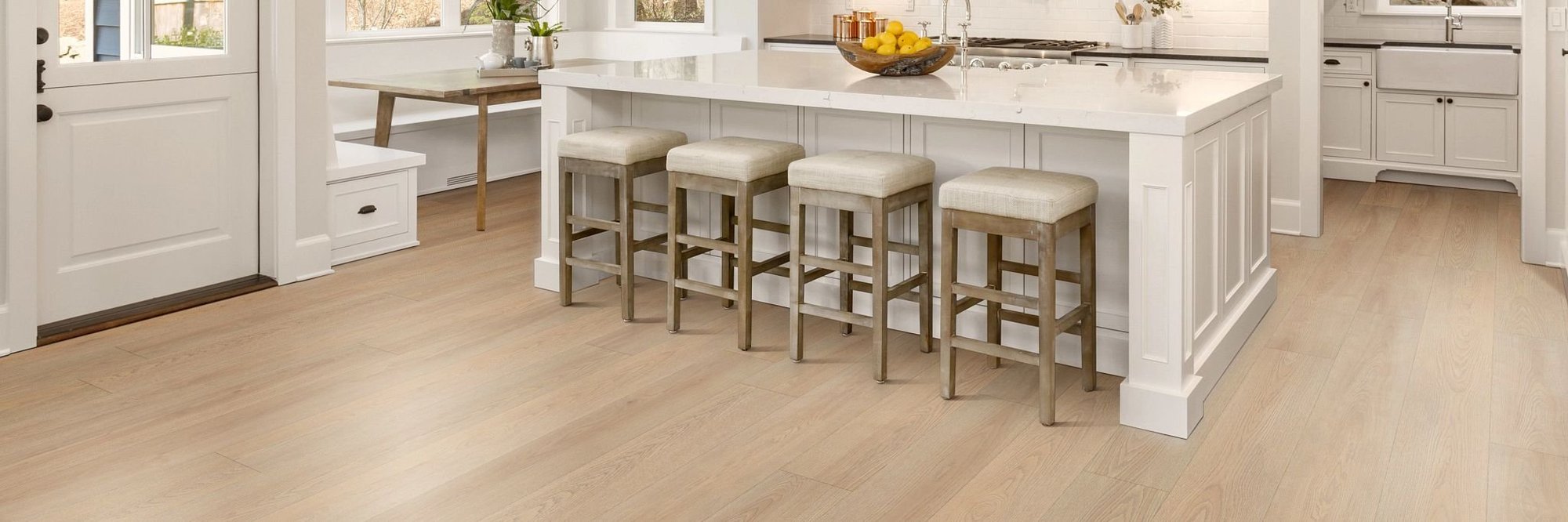 Kitchen with wood-look luxury vinyl flooring from C G Interiors in San Leandro, CA